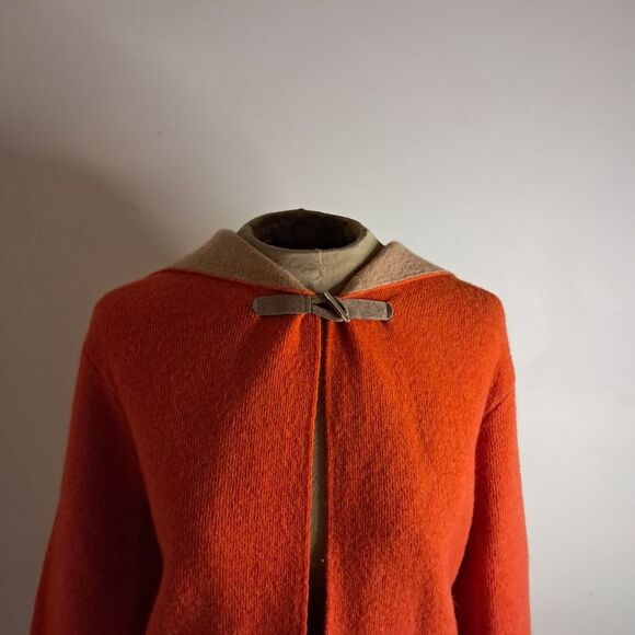 A•IDA sweater women's large L orange tan wool blend italian designer cozy winter - Picture 2 of 14